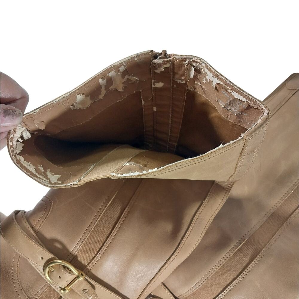 NWOT- FLAWED! SPERRY TOPSIDER! FAWN BEIGE/TAN GENUINE LEATHER BOOTS! SZ 9.5M - Picture 12 of 13